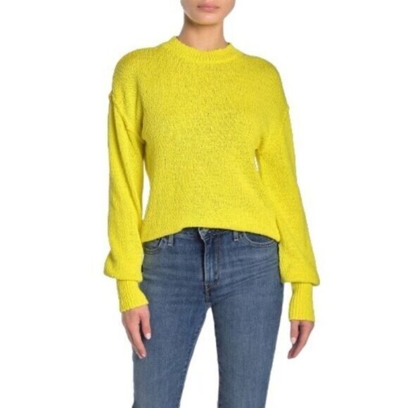 ABOUND Crew Neck Yellow Pull over‎ Ribbed Knit Sweater Jacket NWT XS - Picture 2 of 8